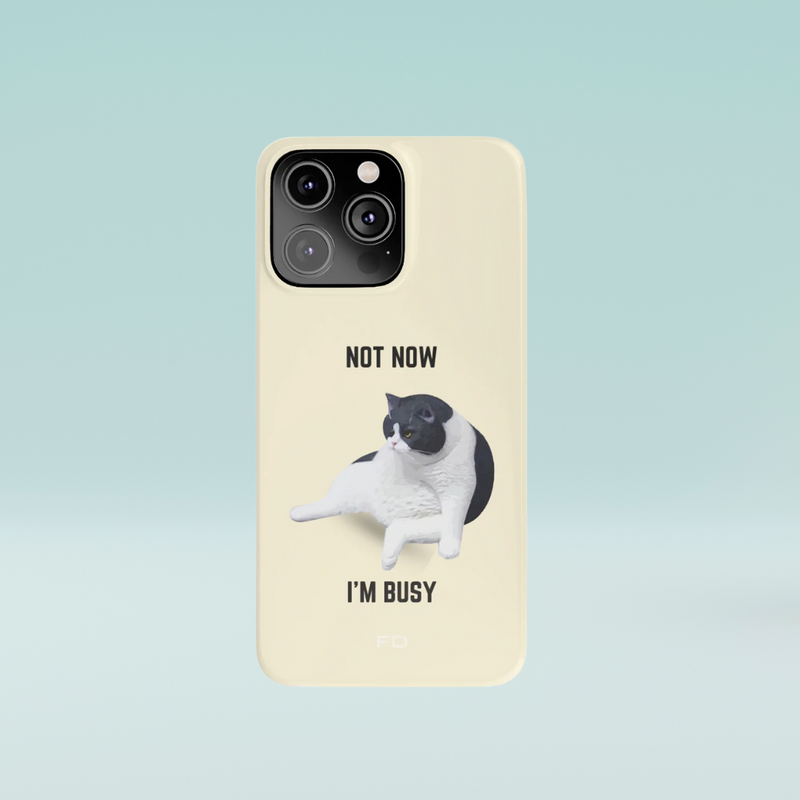 Funny Bored Cat Theme Slim Case for iPhone 14 Series