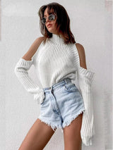 White Turtleneck Knitted - Clothing Whore