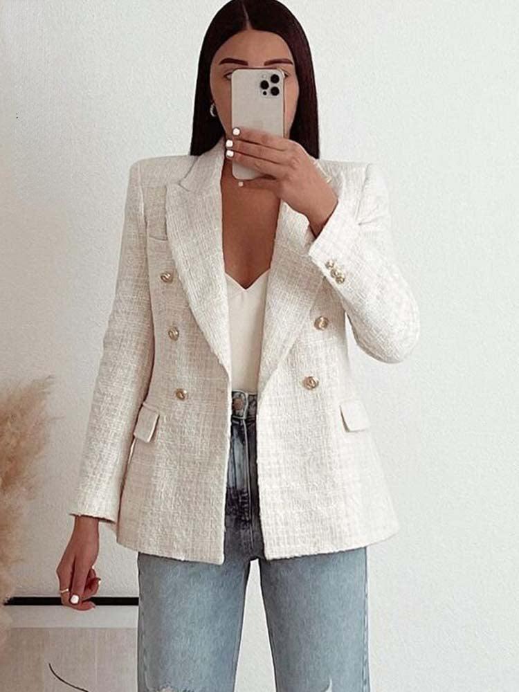 Tweedy Blazer With Gold Buttons - Clothing Whore