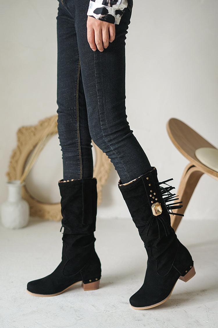 Chunky Heel Boots - Clothing Whore