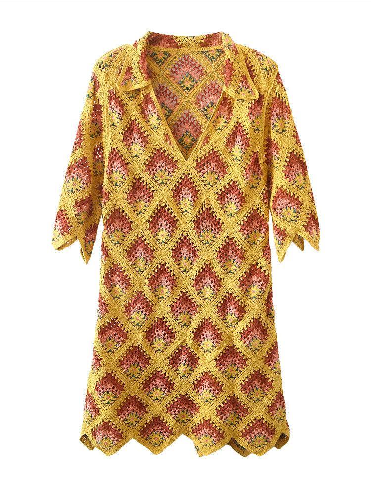 Crochet Half Flare Sleeve Dress - Clothing Whore