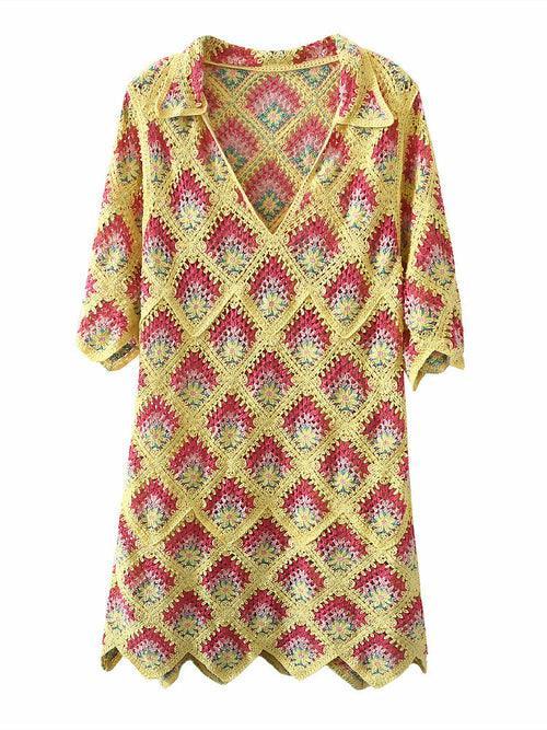 Crochet Half Flare Sleeve Dress - Clothing Whore