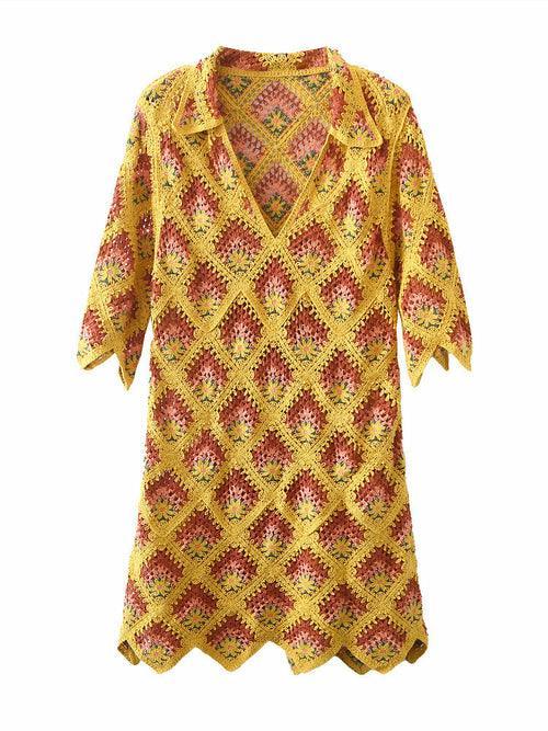 Crochet Half Flare Sleeve Dress - Clothing Whore