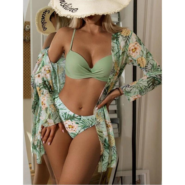 3 Pieces Bikini Set Cover Up Swimwear Swimsuit - Clothing Whore