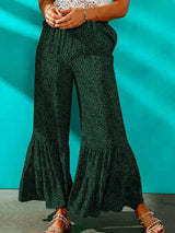 Leopard Loose Pleated Flare Pants - Clothing Whore