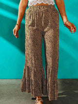 Leopard Loose Pleated Flare Pants - Clothing Whore