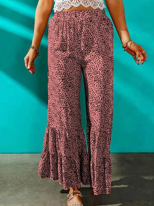 Leopard Loose Pleated Flare Pants - Clothing Whore