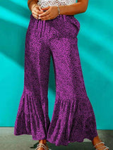 Leopard Loose Pleated Flare Pants - Clothing Whore