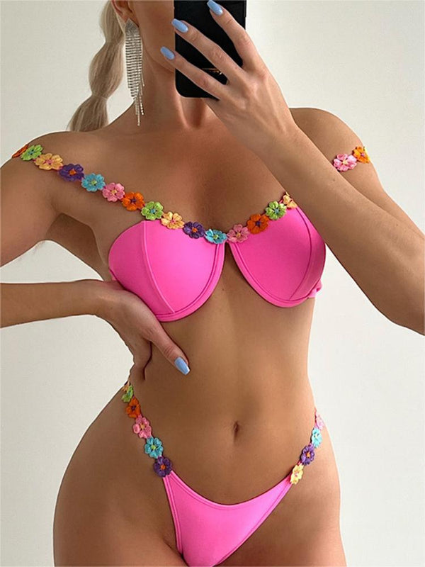 Flowers Push Up Padded Bathing Suit - Clothing Whore