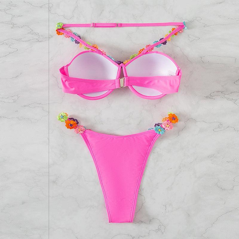 Flowers Push Up Padded Bathing Suit - Clothing Whore