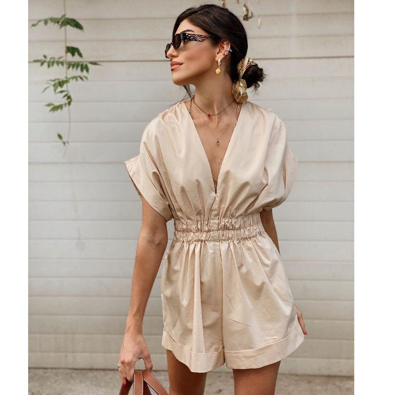 V Neck Casual Romper - Clothing Whore