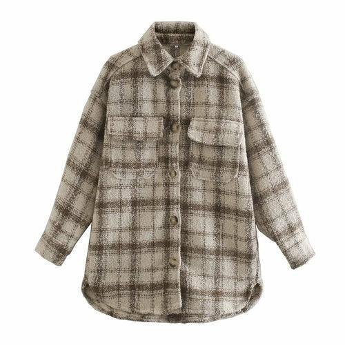 Plaid Winter Shirt Jacket - Clothing Whore