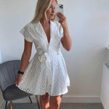 EMBROIDERY White Summer Dress - Clothing Whore