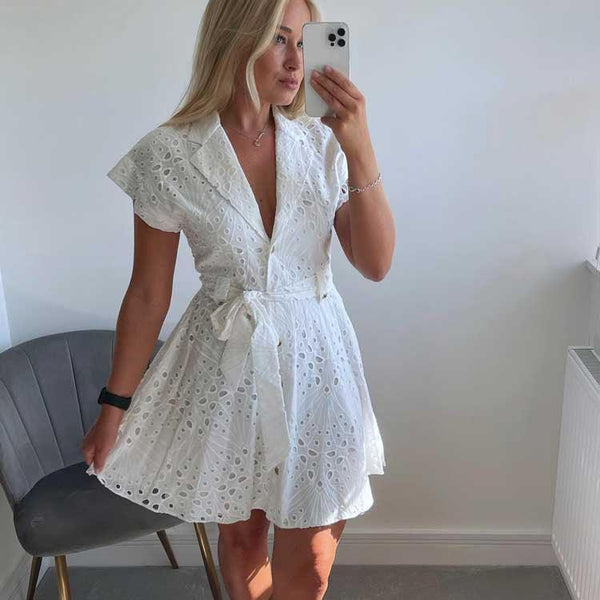 EMBROIDERY White Summer Dress - Clothing Whore