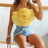 Big Flower Organza Blouse - Clothing Whore