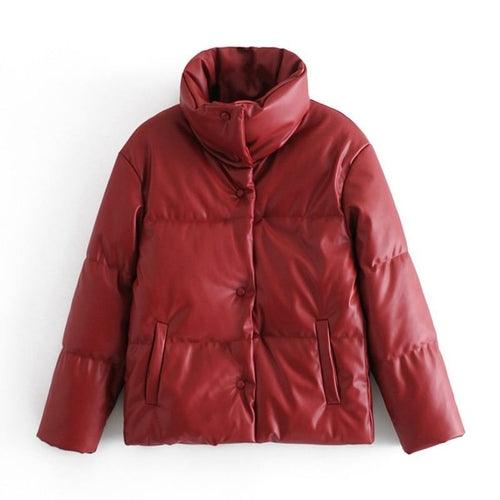 Padded Leather Parka Coat - Clothing Whore