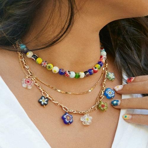 Multi-Color 2 PC Layered Necklace - Clothing Whore