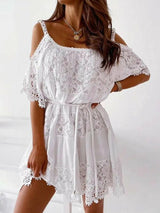 Cold Shoulder Floral Lace - Clothing Whore