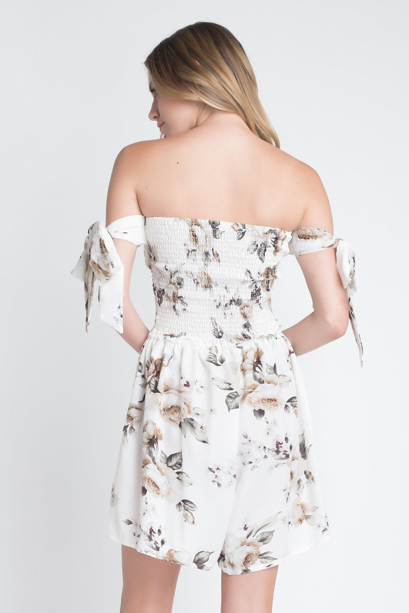Smocked Floral Tie Romper - Clothing Whore