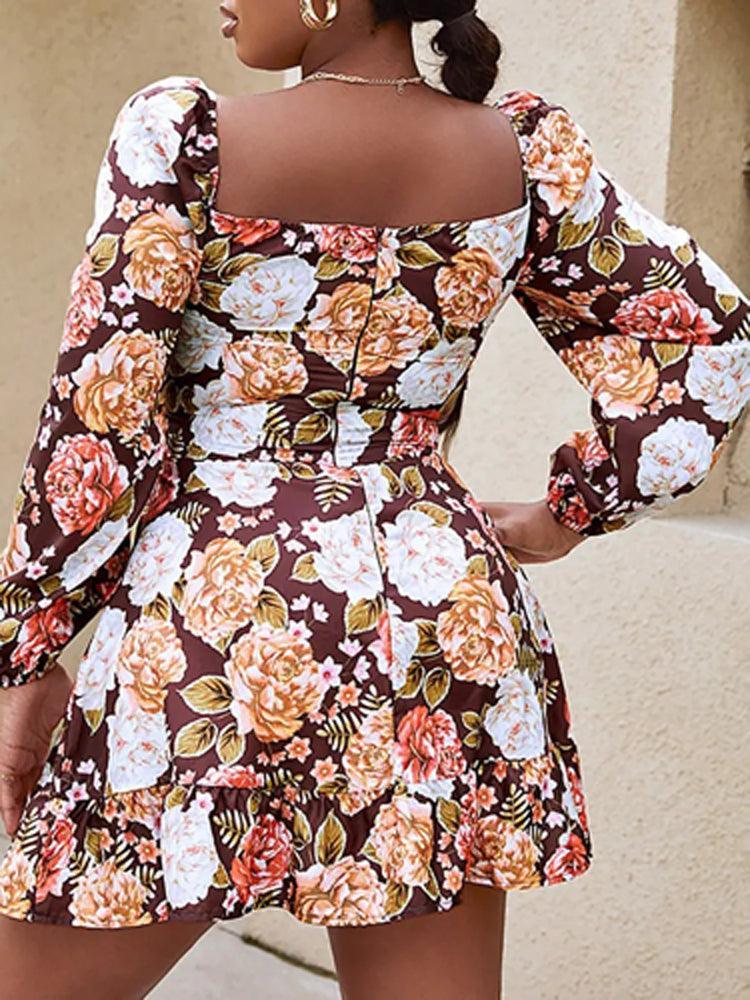 Retro Puff Shoulder Backless Mini Dress - Clothing Whore