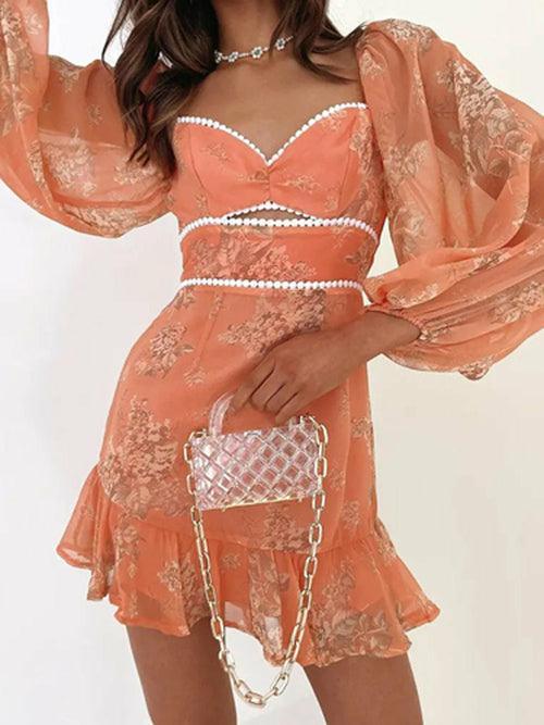 Retro Puff Shoulder Backless Mini Dress - Clothing Whore