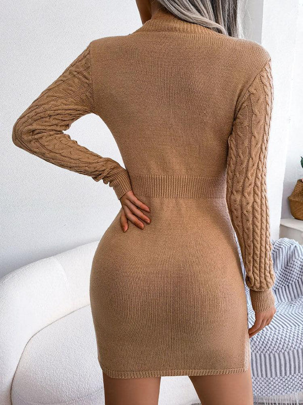 Round Cutout Knitted Sweater Dress - Clothing Whore