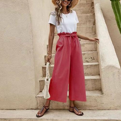 Wide Leg Pants Elastic Waist - Clothing Whore
