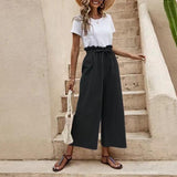 Wide Leg Pants Elastic Waist - Clothing Whore