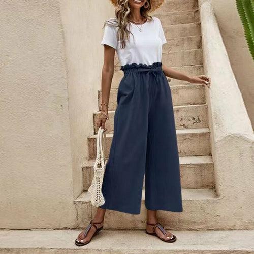 Wide Leg Pants Elastic Waist - Clothing Whore