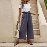 Wide Leg Pants Elastic Waist - Clothing Whore