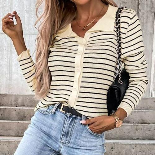 Striped Knitted Cardigan - Clothing Whore