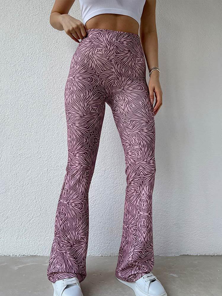 Print Slim Flared Pants - Clothing Whore