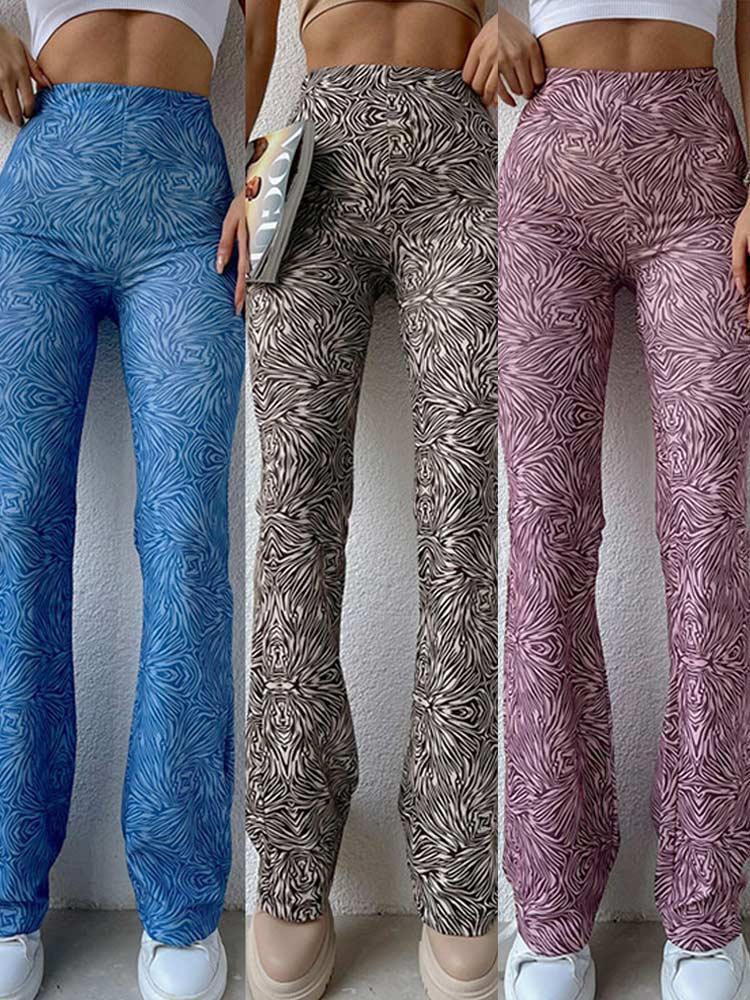 Print Slim Flared Pants - Clothing Whore