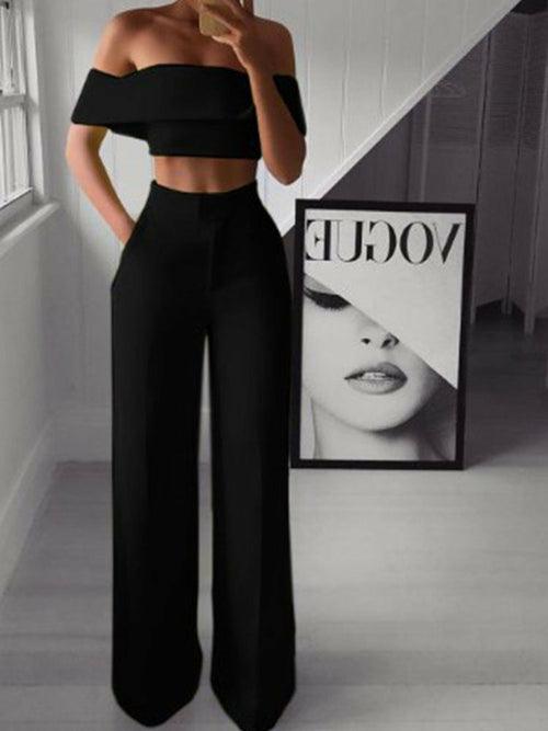 Off Shoulder Crop Top Matching Set - Clothing Whore