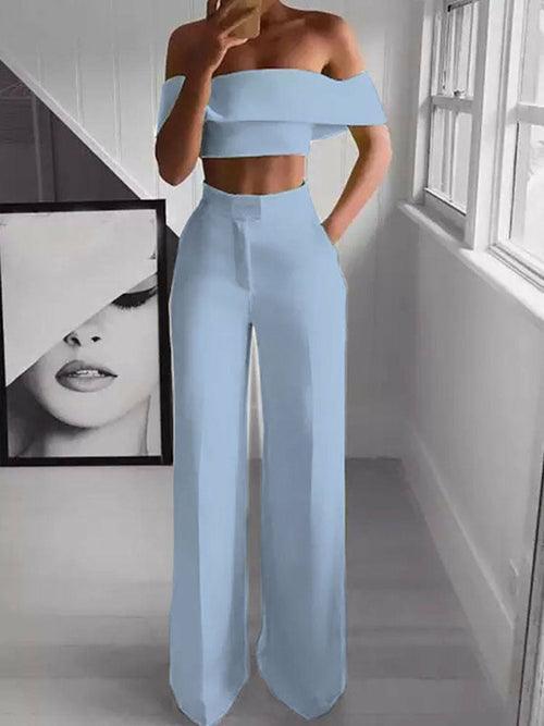 Off Shoulder Crop Top Matching Set - Clothing Whore