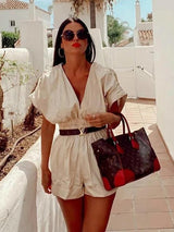 V Neck Casual Romper - Clothing Whore