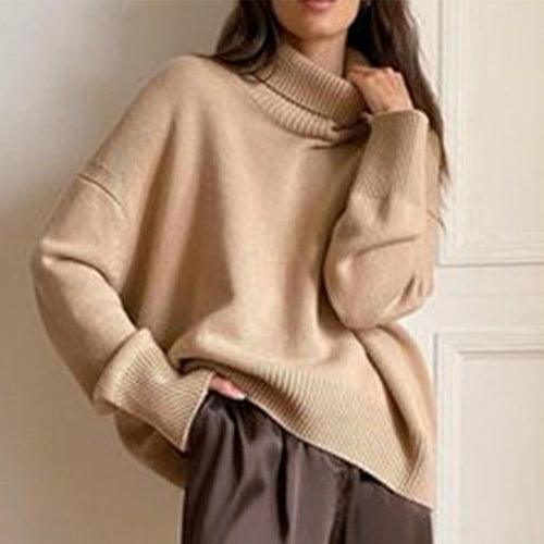 Turtleneck Solid Sweater - Clothing Whore