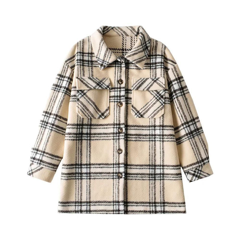 Plaid Pockets Woolen Coat - Clothing Whore