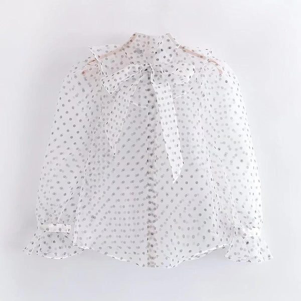 Polka Dot Organza Blouse - Clothing Whore