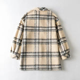 Plaid Pockets Woolen Coat - Clothing Whore