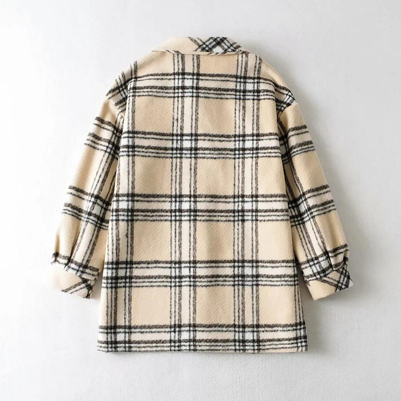 Plaid Pockets Woolen Coat - Clothing Whore