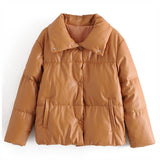 Padded Leather Parka Coat - Clothing Whore