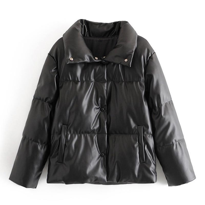 Padded Leather Parka Coat - Clothing Whore