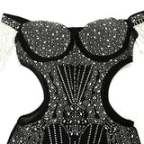 Rhinestone Cut-Out Night Dress - Clothing Whore