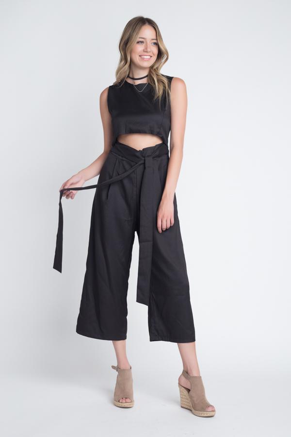 Sleeveless Tie Jumpsuit - Clothing Whore