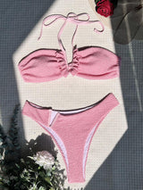 Textured Frill Swimwear Halter Bathing Suit - Clothing Whore