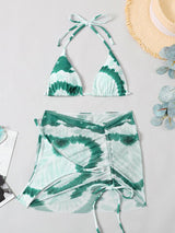 Tie Dye 3 Piece With Mesh Skirt Halter - Clothing Whore