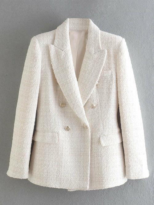 Tweedy Blazer With Gold Buttons - Clothing Whore