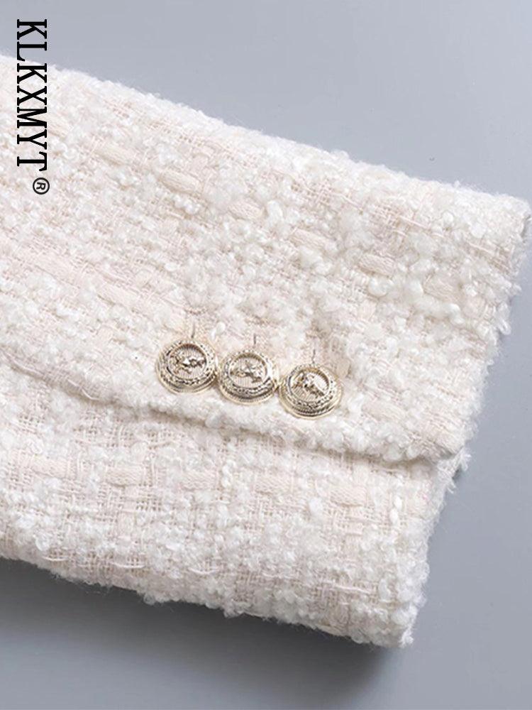 Tweedy Blazer With Gold Buttons - Clothing Whore