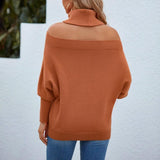 Lapel Knitted Off Shoulder Sweater - Clothing Whore